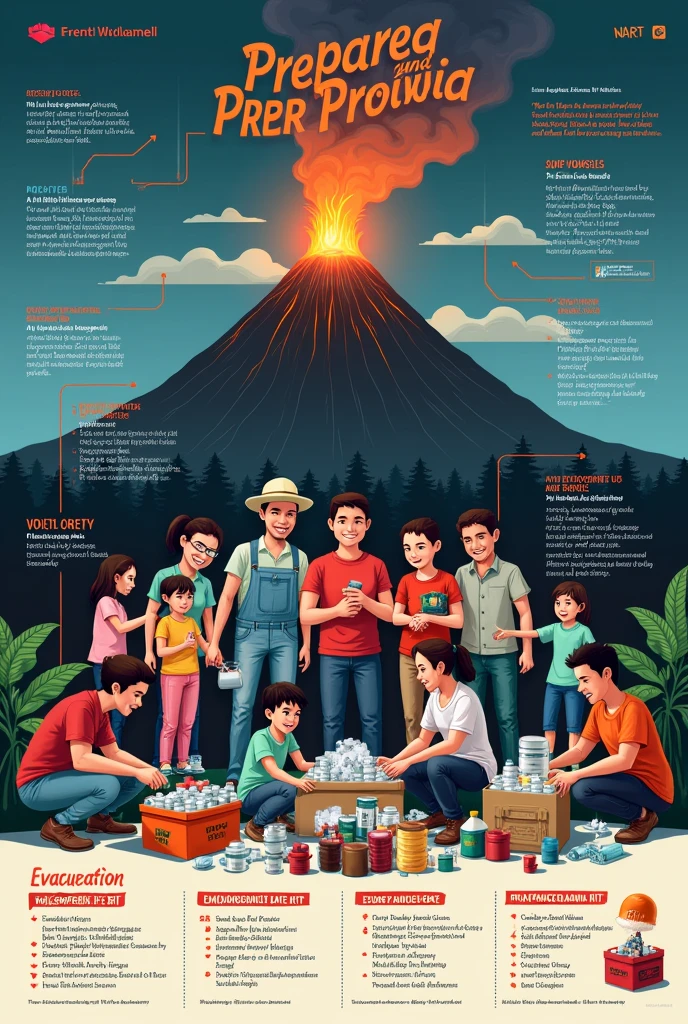 Poster making about 
"Prepared and Protected"
Highlight the importance of being prepared before an eruption occurs, with a focus on emergency kits, evacuation plans, and protective measures.