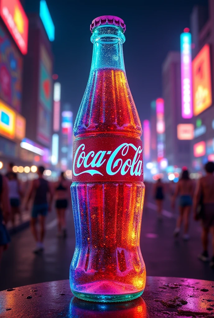派手なネオンカラーのカラフルなコカコーラ