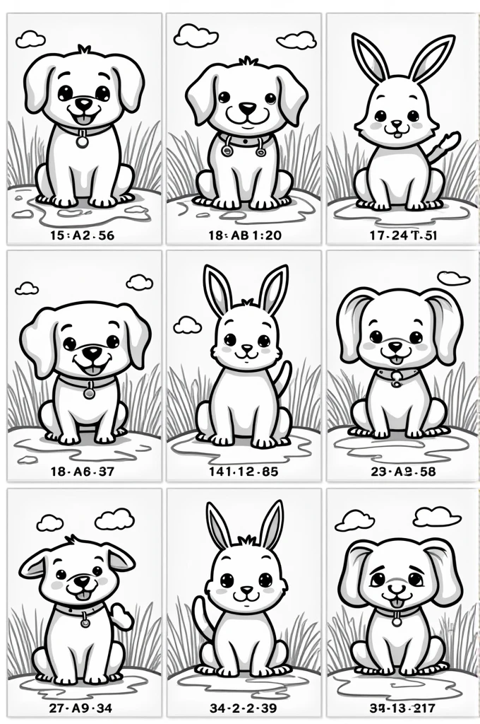 I want to create at least 10 simple images for a coloring book for children between 4 and . They must be images of animals that they must paint according to a certain number that will appear in a mini bibliography below each image.