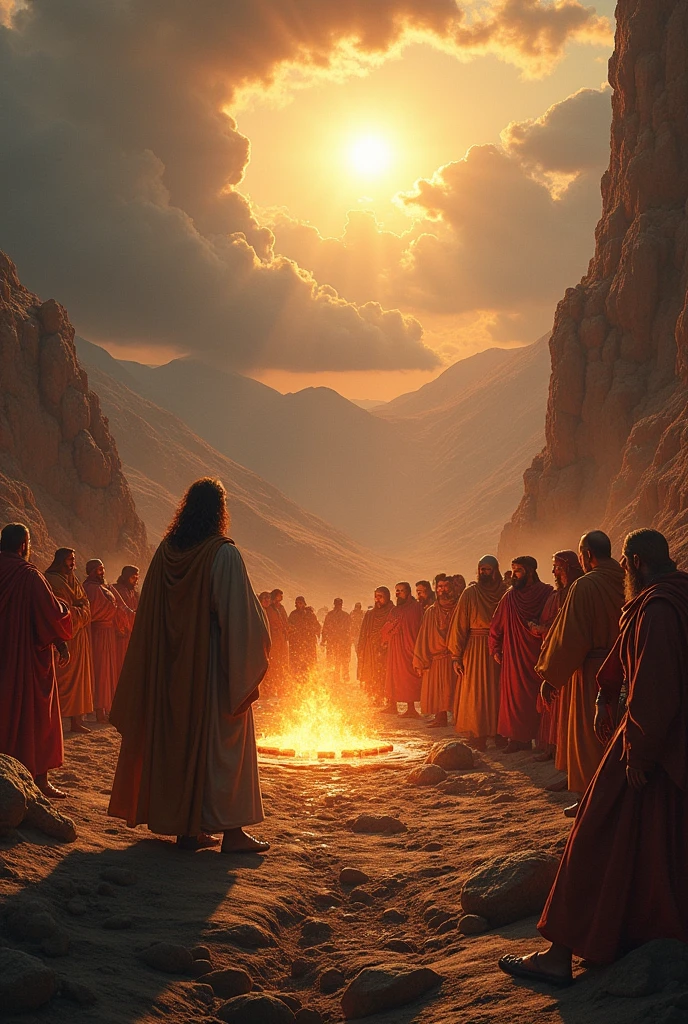 Elijah vs the 450 prophets of Baal on Mount Carmel