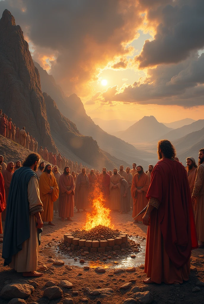 Elijah vs the 450 prophets of Baal on Mount Carmel
