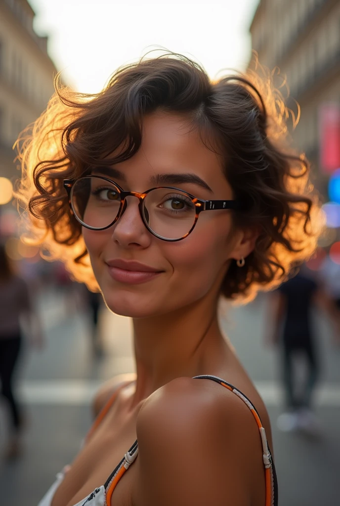 with glasses, with short curly hair, De pele clara