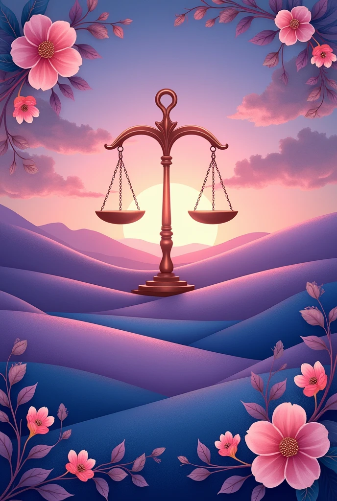 make an aesthetic design for flag indicating libra with the concept of  gender equality , landscape 
