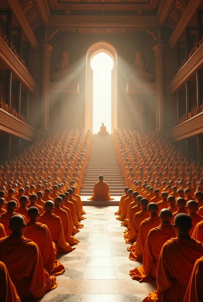 In 400 BC, in a certain kingdom, in a lecture hall there was an arhat sitting in the middle, surrounded by 80,000 monks listening to the sermon, they divided into two floors.