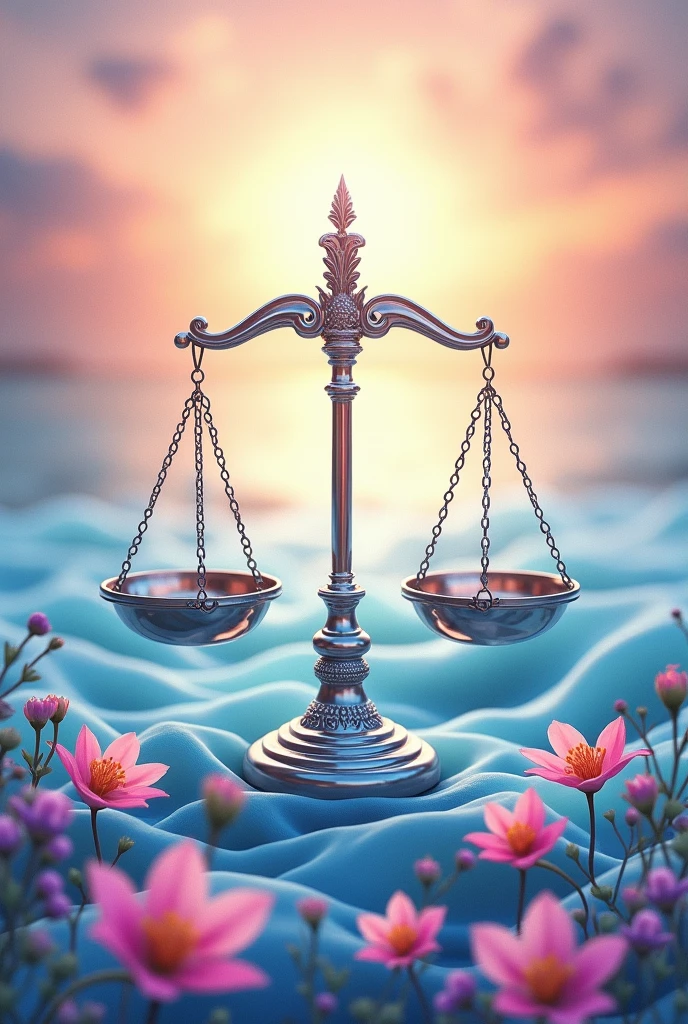 make an aesthetic design for landscape flag indicating libra with the concept of gender equality ,