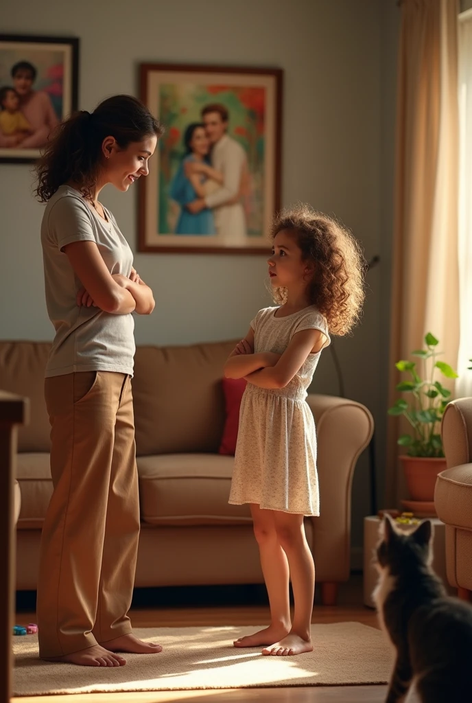 A girl scolding by her mother for don't do that