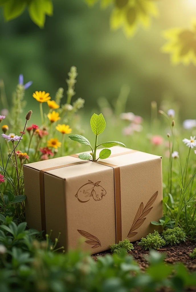 create a, seed-based eco-friendly, recyclable, parcel package that could be planted (for online shoppers) biodegradable, plain or minimal design, brown material 