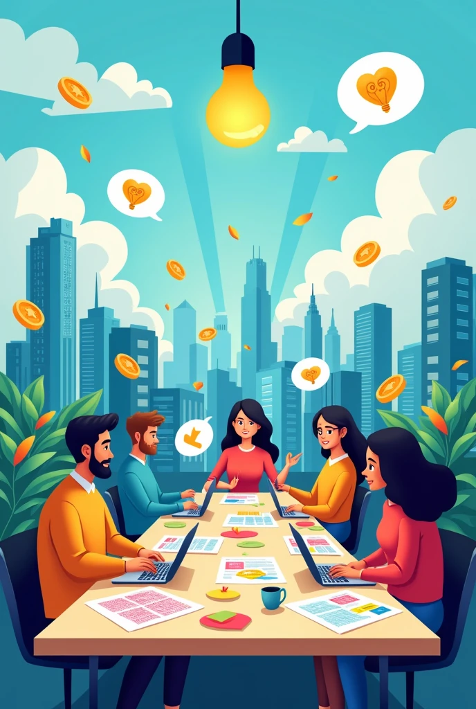 Entrepreneurship development poster in cartoon 