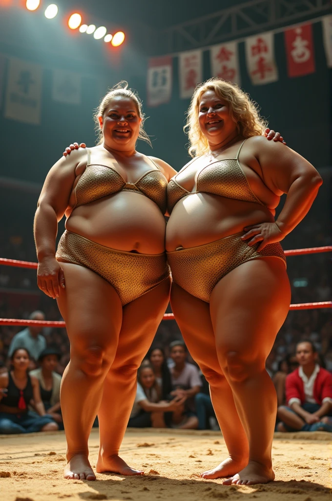 lambada, 2 Sexy 50 years old fat busty fishnet tights body builder biggest woman sumo wrestling oily woman ,full body