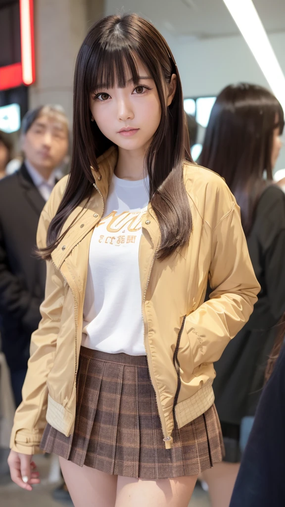 Tabletop, Highest quality, (Realistic photos:1.4), (Smooth lighting:1.05), Very detailed, In detail, High resolution, 8k, Perfect dynamic composition, (笑face:1.4), Open your mouth, (Beautiful attention to detail), (Clear Eyes), (Beautiful woman with perfect figure: 1.5), Natural color lip,, Very detailedfaceと肌の質感, 20-year-oldの, 完璧で美しいface, Looking up,Waistline、、Yua Mikami、Brown Hair、Tear Mole、Japanese women、Gal、左右対称のface、(Top Model: 1.5)、
Product quality,1 person,Cowboy Shot,front,Young and sexy Japanese woman,20-year-old,Ginza,(Crowded street:1.4),Stylish,( Jacket:1.5),((Small Head,face:0.4))Glossy Lips,double eyelid,(Natural Makeup),Small and cute nose,light brown long hair,Asymmetrical bangs,8k解像度,Cinema Lighting,Octane Rendering,Ultra-realistic,Beautiful feet,Perfect Anatomy,(skirt:1.5)、(笑face: 1.3)、Brush your hair up