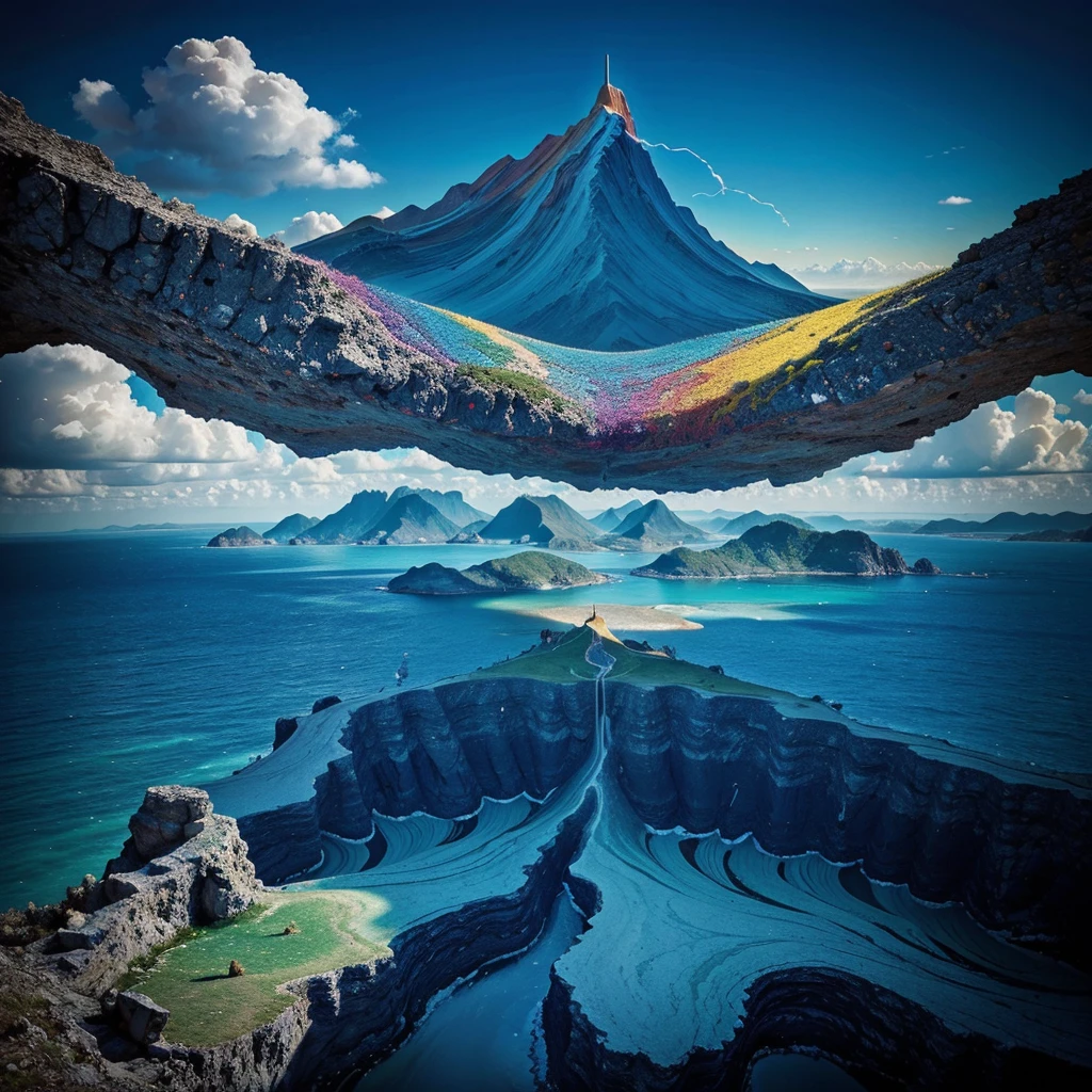 Exploring lucid dreaming. Surreal Landscape. Vibrant colors. Abstract Unraveling. Salvador Dali.