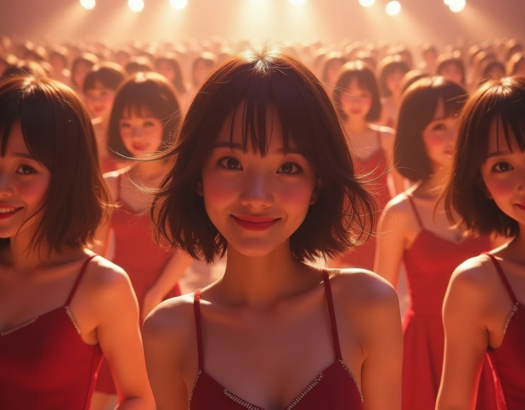 [Japanese Clone girls=Myself], [Perfect Clone girls Raw Photography Art], [16K, Highest quality, Ultra-high resolution], (((Unrealistic, Unprecedented sight, (((A World of Myself Proliferation, Ultra-realistic)))))), (Japanese, woman, 22-year-old, Saito-Asuka), ((Small face, Brown and black hair, Short Hair)), ((Very beautiful detailed girls, Accurate body structure, Very detailed and perfect super busty body)), ((amazing super big tits, Large, swelling breasts)), (Dark Eyes, Mature face, Cute Smile, A gentle gaze), (Happy laughter), [[(((((Very detailed, 1girl-1,000,000,000,000,000,000,000,000,000,000,000,000,000cloning girls))))), (((((Extremely detailed and precise depiction of the double, Perfectly the same girl, The exact same smile, Perfect same hair, Perfect same clothes, Exactly the same height, Perfect same super busty))))), (((((Myself only))))), (((Very detailed, on stage, Idol Group, Nogizaka46's stage costumes, 30,000Myself))), (((Very detailed, Audience seats, camisole, 150,000,000Myself)))]], (((Perfect description, Smiling face, hug, wave hands, Matching poses, Matching dance))), (((Very detailed, Super crowded in a different dimension, Abnormal crowding, Super crowded))), (Large Concert Hall, Front bright light, Illuminated by spotlights, Live Stage Lighting), (((Wide field of view, Very detailed, Detailed ultra-perspective depiction)))), wide view, Group photo of idol group