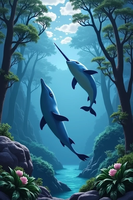 universe、Dolphin、Whales、unicorn、Ocean、temple、Near future、forest、