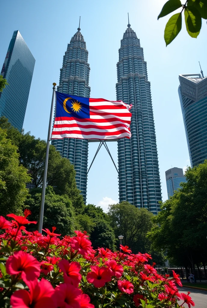 Malaysian flag,klcc,Hibiscus