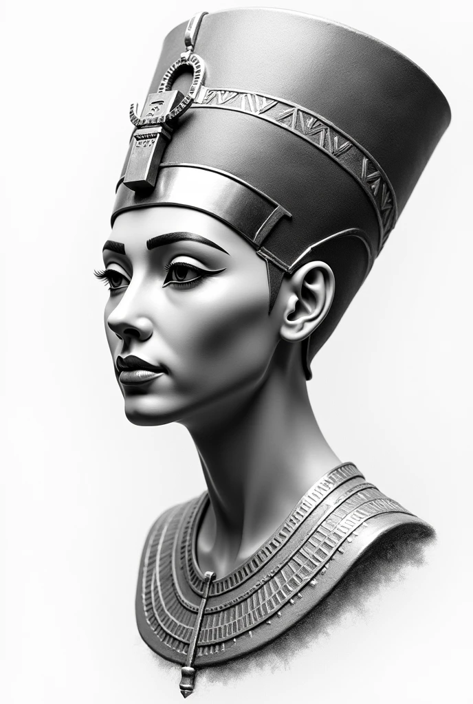 Ancient Egypt status only face view and transparent background pencil drawing black color

