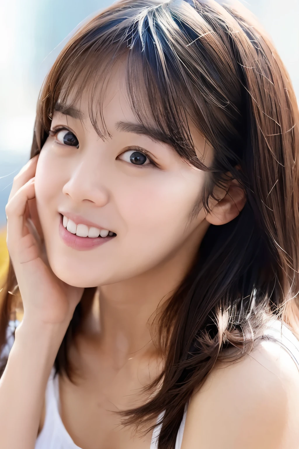 (High reality photograph, high resolusion), Skinny Japanese lady, 30 years old, cute face, detailed face, detailed eyes, various hair style, skinny figure, correct body anatomy, ((looking straight ahead)), facing the camera directly, single photo, a photo captured the best moment expressing the beauty and brains, ((with simple background))