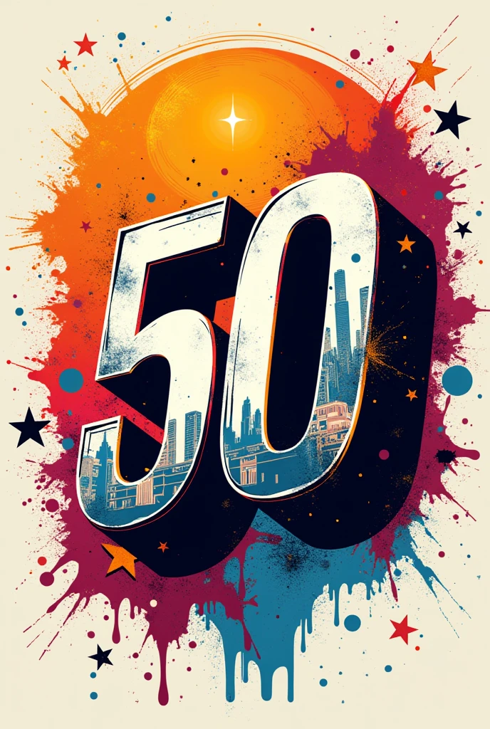 Make a graphic design for t shirt using "50"