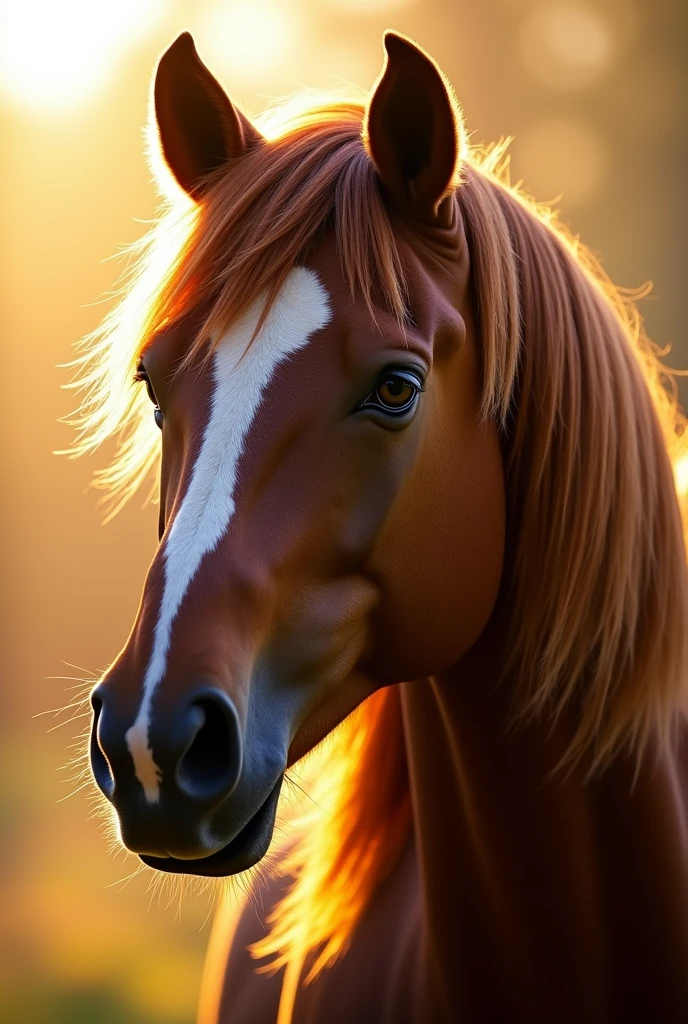 A picture of a horse's head with beautiful thick hair. The picture is focused on the horse's eyes and the background is bright.