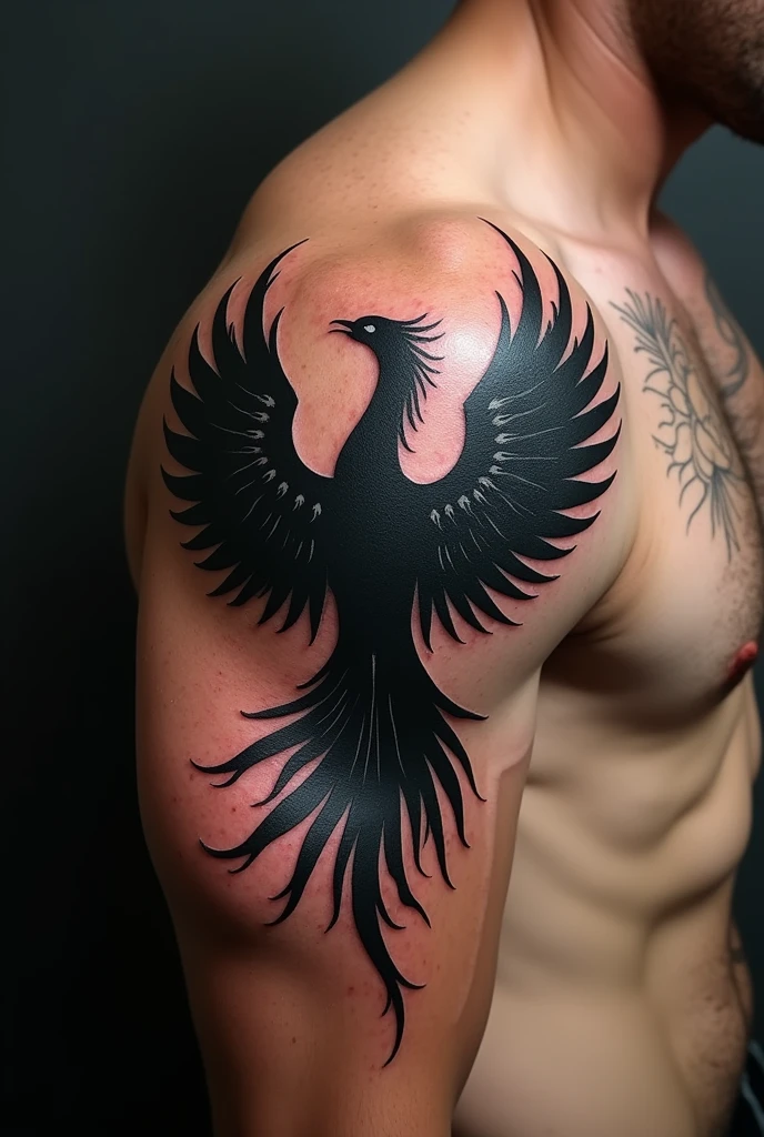 Black phoenix tattoo for men