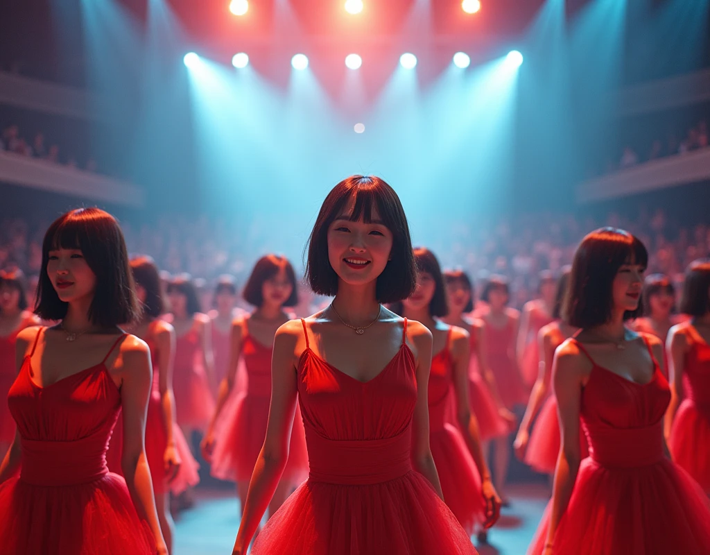 [Japanese Clone girls=Myself], [Perfect Clone girls Raw Photography Art], [16K, Highest quality, Ultra-high resolution], (((Unrealistic, Unprecedented sight, (((A World of Myself Proliferation, Ultra-realistic)))))), (Japanese, woman, 22-year-old, Saito-Asuka), ((Small face, Brown and black hair, Short Hair)), ((Very beautiful detailed girls, Accurate body structure, Very detailed and perfect super busty body)), ((amazing super big tits, Large, swelling breasts)), (Dark Eyes, Mature face, Cute Smile, A gentle gaze), (Happy laughter), [[(((((Very detailed, 1girl-1,000,000,000,000,000,000,000,000,000,000,000,000,000cloning girls))))), (((((Extremely detailed and precise depiction of the double, Perfectly the same girl, The exact same smile, Perfect same hair, Perfect same clothes, Exactly the same height, Perfect same super busty))))), (((((Myself only))))), (((Very detailed, on stage, Idol Group, Nogizaka46's stage costumes, 30,000Myself))), (((Very detailed, Audience seats, camisole, 150,000,000Myself)))]], (((Perfect description, Smiling face, hug, wave hands, Matching poses, Matching dance))), (((Very detailed, Super crowded in a different dimension, Abnormal crowding, Super crowded))), (Large Concert Hall, Front bright light, Illuminated by spotlights, Live Stage Lighting), (((Wide field of view, Very detailed, Detailed ultra-perspective depiction)))), wide view, Group photo of idol group