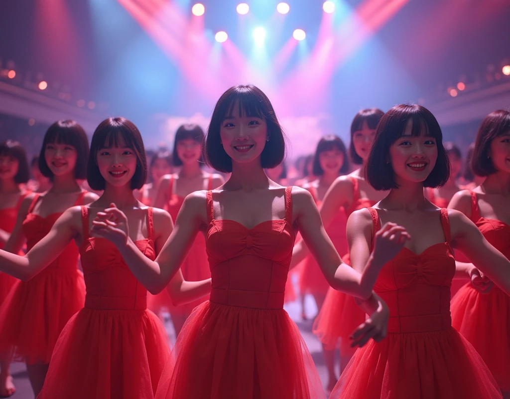 [Japanese Clone girls=Myself], [Perfect Clone girls Raw Photography Art], [16K, Highest quality, Ultra-high resolution], (((Unrealistic, Unprecedented sight, (((A World of Myself Proliferation, Ultra-realistic)))))), (Japanese, woman, 22-year-old, Saito-Asuka), ((Small face, Brown and black hair, Short Hair)), ((Very beautiful detailed girls, Accurate body structure, Very detailed and perfect super busty body)), ((amazing super big tits, Large, swelling breasts)), (Dark Eyes, Mature face, Cute Smile, A gentle gaze), (Happy laughter), [[(((((Very detailed, 1girl-1,000,000,000,000,000,000,000,000,000,000,000,000,000cloning girls))))), (((((Extremely detailed and precise depiction of the double, Perfectly the same girl, The exact same smile, Perfect same hair, Perfect same clothes, Exactly the same height, Perfect same super busty))))), (((((Myself only))))), (((Very detailed, on stage, Idol Group, Nogizaka46's stage costumes, 30,000Myself))), (((Very detailed, Audience seats, camisole, 150,000,000Myself)))]], (((Perfect description, Smiling face, hug, wave hands, Matching poses, Matching dance))), (((Very detailed, Super crowded in a different dimension, Abnormal crowding, Super crowded))), (Large Concert Hall, Front bright light, Illuminated by spotlights, Live Stage Lighting), (((Wide field of view, Very detailed, Detailed ultra-perspective depiction)))), wide view, Group photo of idol group