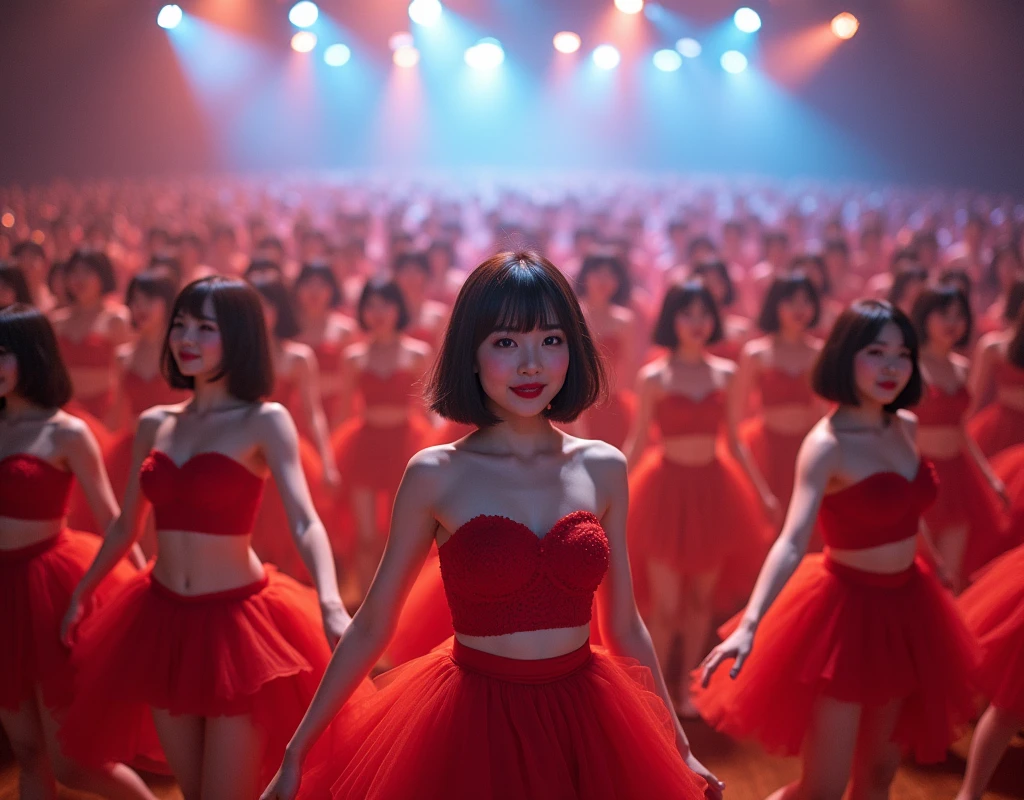 [Japanese Clone girls=Myself], [Perfect Clone girls Raw Photography Art], [16K, Highest quality, Ultra-high resolution], (((Unrealistic, Unprecedented sight, (((A World of Myself Proliferation, Ultra-realistic)))))), (Japanese, woman, 22-year-old, Saito-Asuka), ((Small face, Brown and black hair, Short Hair)), ((Very beautiful detailed girls, Accurate body structure, Very detailed and perfect super busty body)), ((amazing super big tits, Large, swelling breasts)), (Dark Eyes, Mature face, Cute Smile, A gentle gaze), (Happy laughter), [[(((((Very detailed, 1girl-1,000,000,000,000,000,000,000,000,000,000,000,000,000cloning girls))))), (((((Extremely detailed and precise depiction of the double, Perfectly the same girl, The exact same smile, Perfect same hair, Perfect same clothes, Exactly the same height, Perfect same super busty))))), (((((Myself only))))), (((Very detailed, on stage, Idol Group, Nogizaka46's stage costumes, 30,000Myself))), (((Very detailed, Audience seats, camisole, 150,000,000Myself)))]], (((Perfect description, Smiling face, hug, wave hands, Matching poses, Matching dance))), (((Very detailed, Super crowded in a different dimension, Abnormal crowding, Super crowded))), (Large Concert Hall, Front bright light, Illuminated by spotlights, Live Stage Lighting), (((Wide field of view, Very detailed, Detailed ultra-perspective depiction)))), wide view, Group photo of idol group