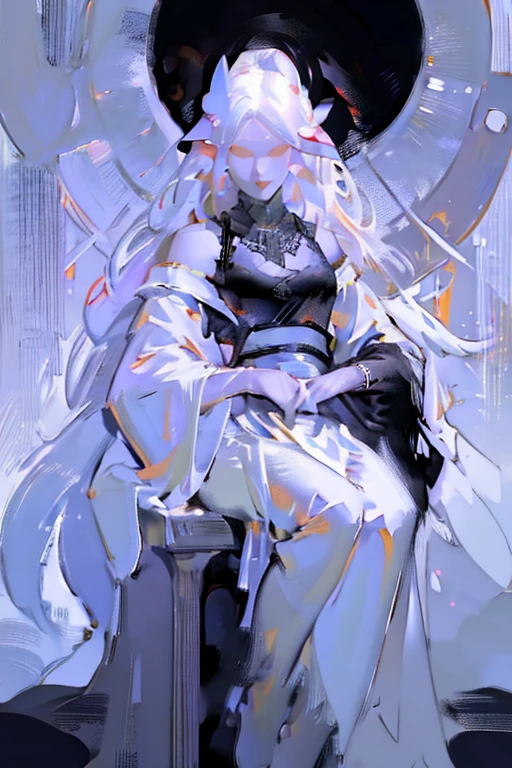 ((ultra realistic illustration)), (full body),(black clothing), Cute, long white hair, ethereal ((very pale:1.4)). Innocent look. Gentle spirit. (Playful:1.2). Mascara, eyeglasses, necklace, jacket, blouse, ruffle dress, (black pantyhose), high heels. Masterpiece, (highly detailed:1.2),(detailed face and eyes:1.2), 8k wallpaper, natural lighting. core shadows, high contrast, bokeh. White skin, (Fox ears), looking at viewer, doe eyes, Exquisite eyes,Red Eyeshadow, Red lips,cute laugh, Ukiyo-e, masterpiece, high quality, at the lowest limit, Tiny,Huge breasts,Bare shoulders,,Lace,Lace stockings,Lace skirt