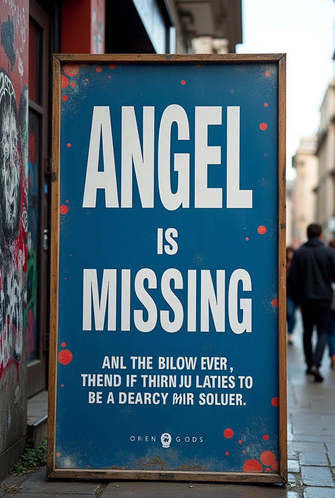 Angel is missing text news poster , without image of any person, need just text , on street