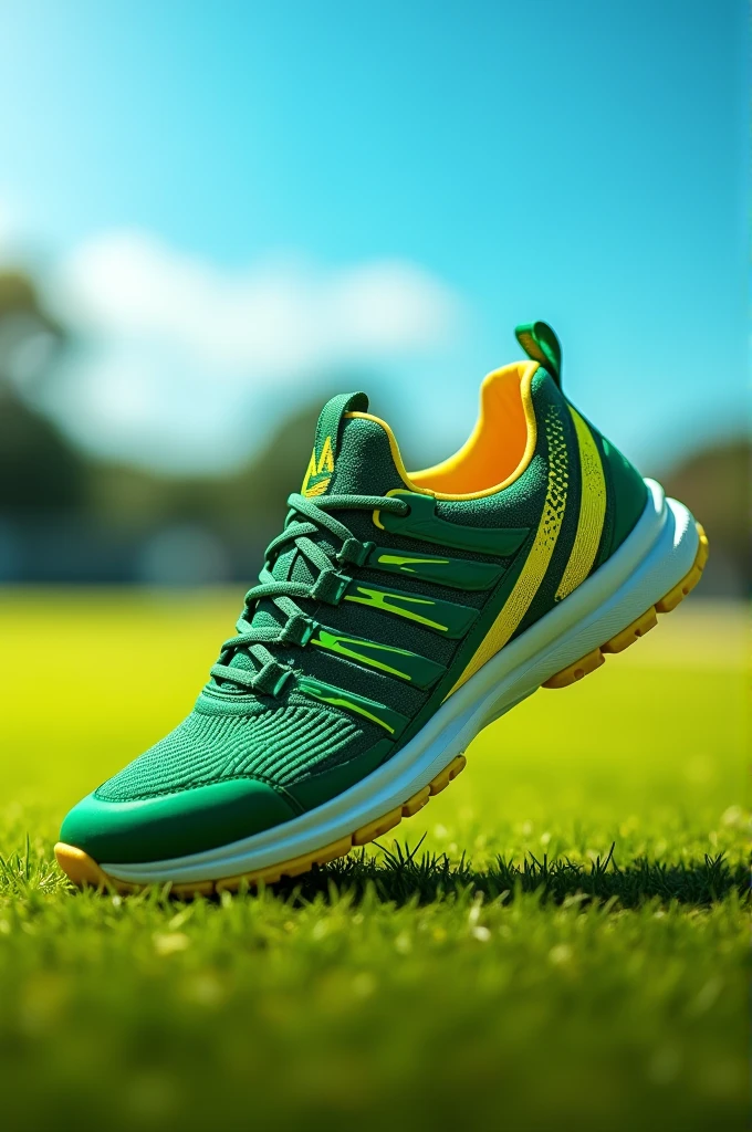 Cricket shoes model design green yellow