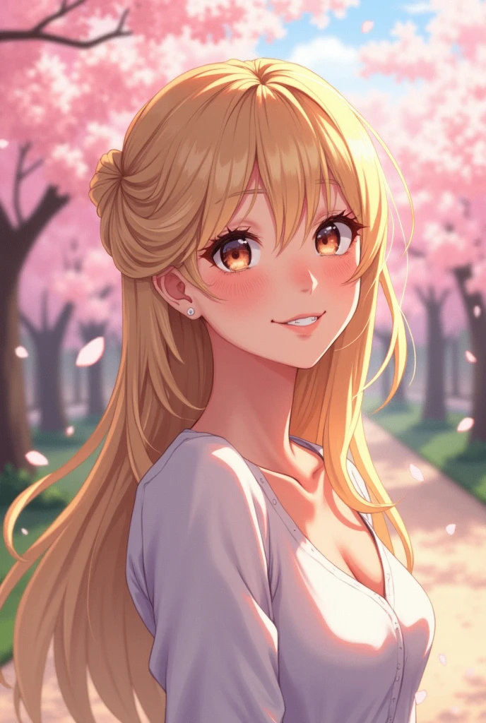 My Wife、She resembles Haruka Hantani and Tsubasa Honda from Nihon University.。21 years old, long blonde hair, half-up style。とてもとてもとてもとてもかわいい❗めちゃめちゃめちゃめちゃかわいい‼️