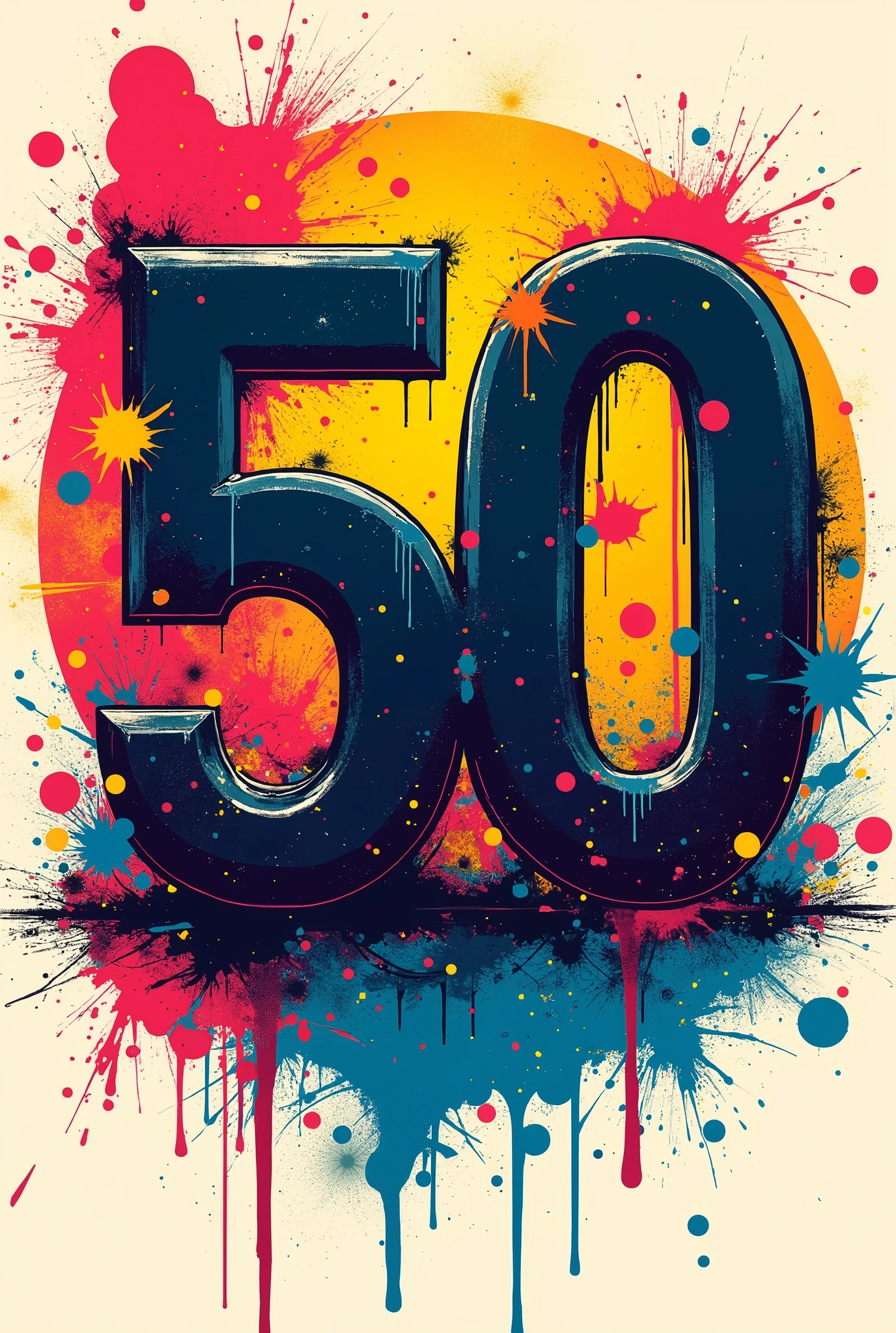 Make a graphic design for t shirt using "50"