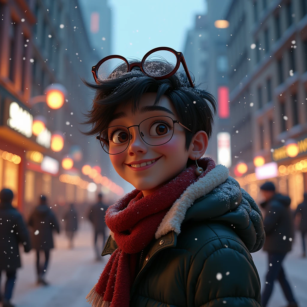 (extremely detailed CG unity 8k wallpagapager),(masterpagece), (Best Quality), (ultra detailed), (best illustration),(best shadow), city background, ,BREAK , P90christmas, glasses on head, ,