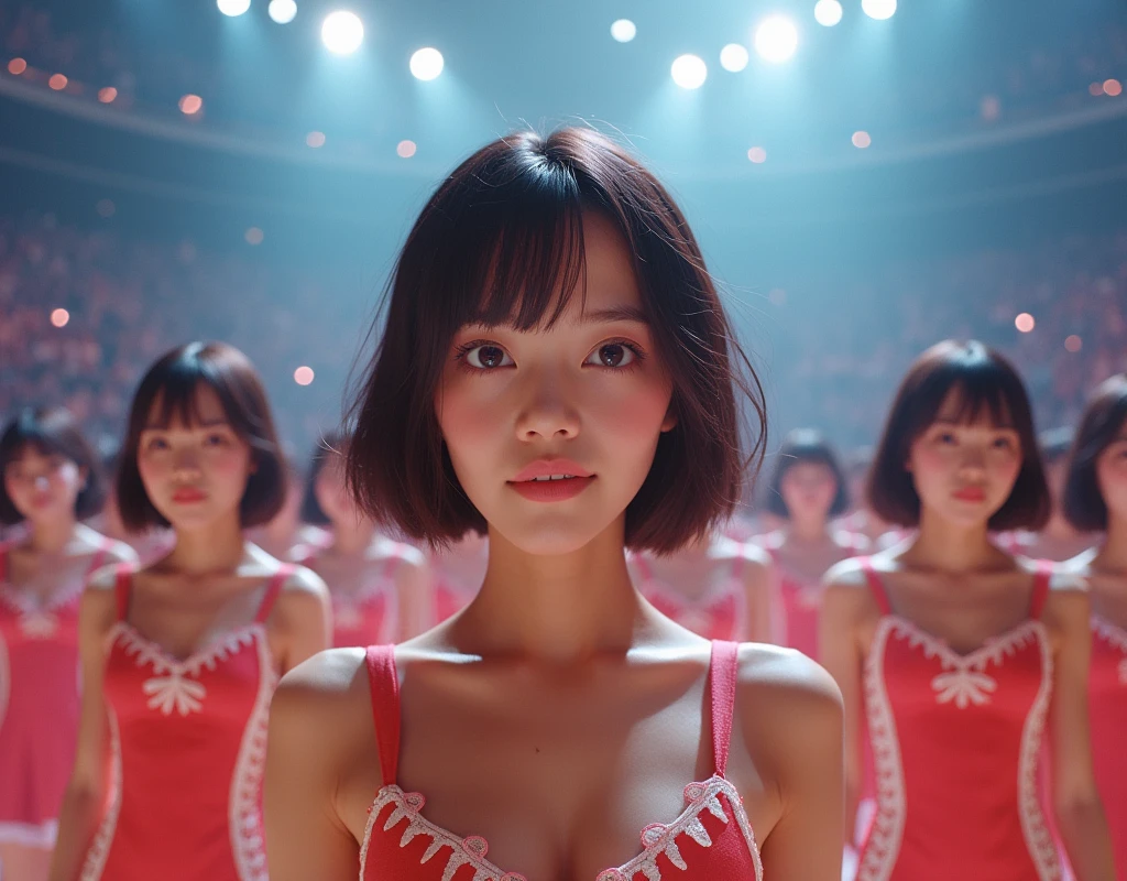 [Japanese Clone girls=Myself], [Perfect Clone girls Raw Photography Art], [16K, Highest quality, Ultra-high resolution], (((Unrealistic, Unprecedented sight, hyperdimensional space, A sight beyond imagination, (((A world of mass proliferation of myselves, Ultra-realistic)))))), (Japanese, woman, 22-year-old, Saito-Asuka), ((Small face, Brown and black hair, Short Hair)), ((Very beautiful detailed girls, Accurate body structure, Very detailed and perfect super busty body)), ((amazing super big tits, Large, swelling breasts)), (Dark Eyes, Mature face, Cute Smile, A gentle gaze), (Happy laughter), [[(((((Very detailed, 1girl-1,000,000,000,000,000,000,000,000,000,000,000,000,000cloning girls))))), (((((Extremely detailed and precise depiction of the double, Perfectly the same girl, The exact same smile, Perfect same hair, Perfect same clothes, Exactly the same height, Perfect same super busty))))), (((((Myself only))))), (((Very detailed, on stage, Idol Group, Nogizaka46's stage costumes, 30,000Myself))), (((Very detailed, Audience seats, camisole, 150,000,000Myself)))]], (((Perfect description, Smiling face, hug, wave hands, Matching poses, Matching dance))), (((Very detailed, Super crowded in a different dimension, Abnormal crowding, Super crowded))), (Large Concert Hall, Front bright light, Illuminated by spotlights, Live Stage Lighting), (((Wide field of view, Very detailed, Detailed ultra-perspective depiction)))), wide view, Group photo of idol group