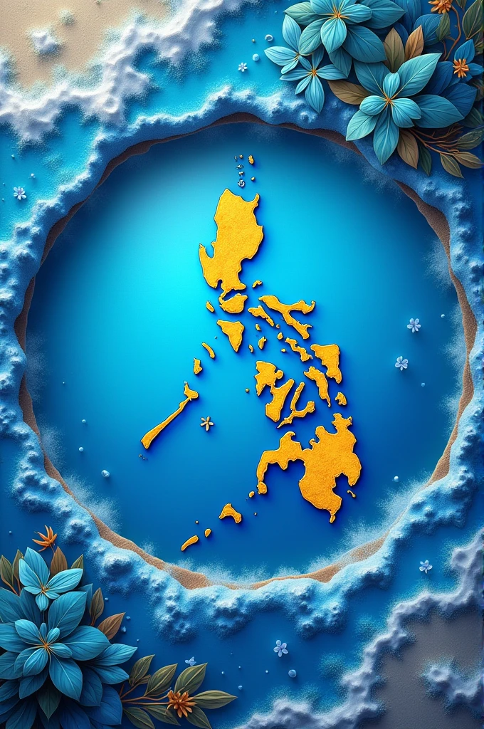 Make a circle withe the Philippines inside with blue theme