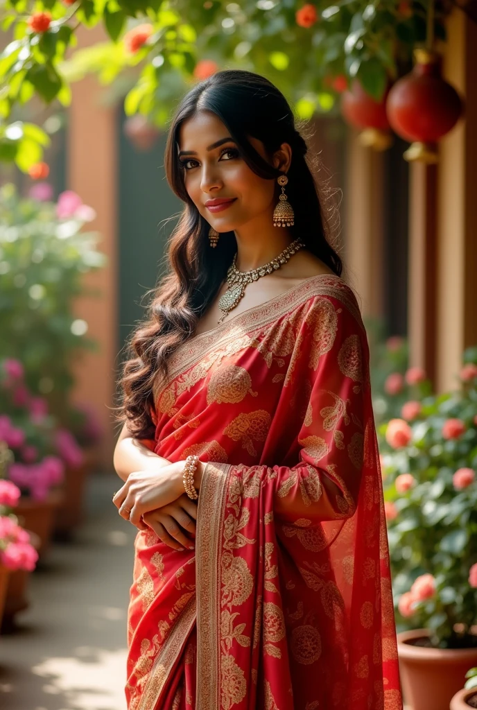 Indian big boob woman wearing saree without blouse nude