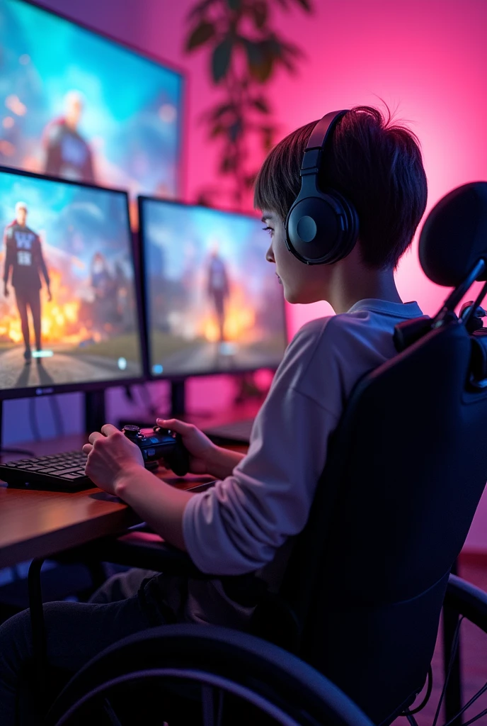 Wheelchair user playing free fire