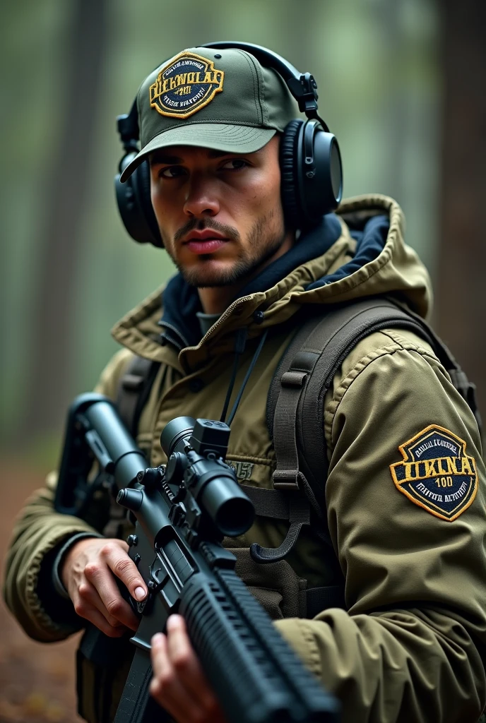 Military man speaking on his radio