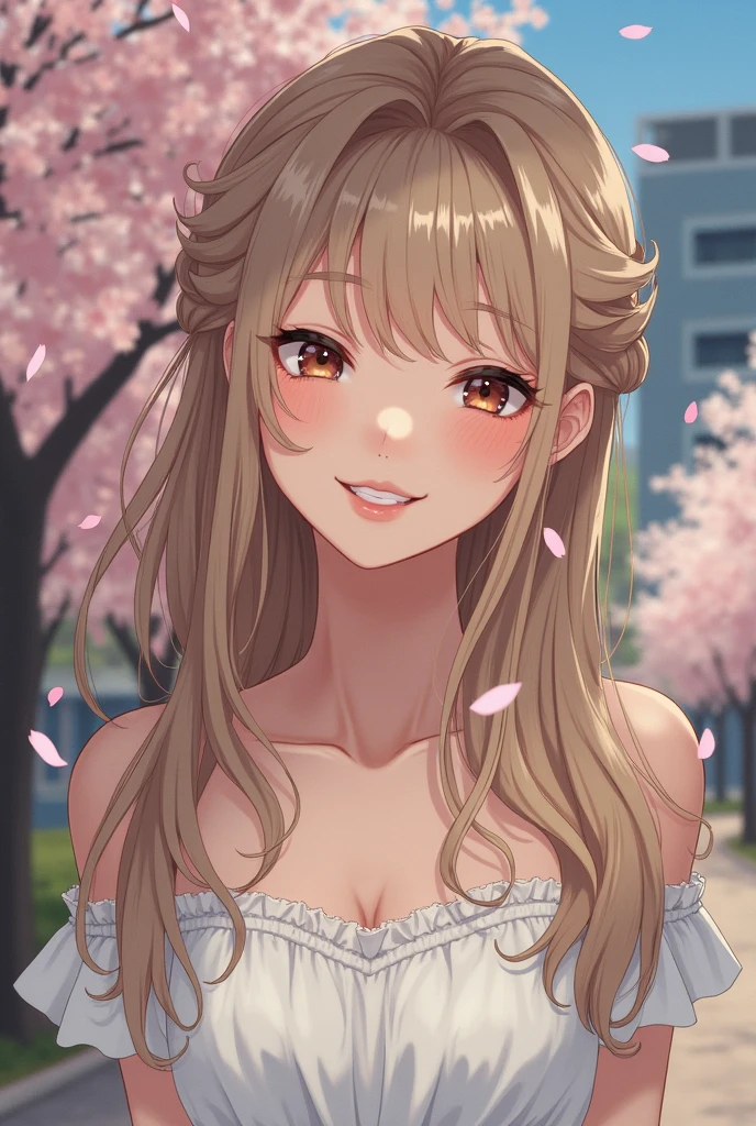 My Wife、She resembles Haruka Hantani and Tsubasa Honda from Nihon University.。21 years old, long blonde hair, half-up style。とてもとてもとてもとてもかわいい❗めちゃめちゃめちゃめちゃかわいい‼️