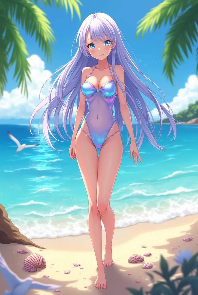 Anime girl in transparent swimsuit