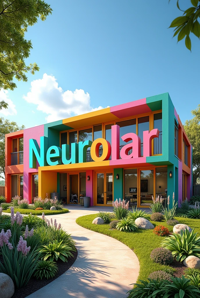 A very colorful building for disabled people with Neurolar written on the facade