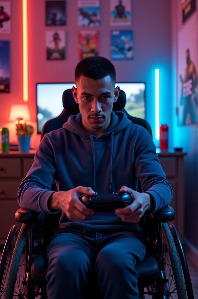 Wheelchair user playing free fire