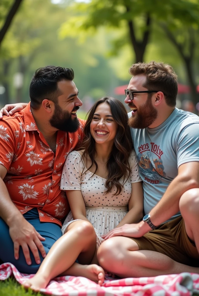 Photo of 3 fat people consisting of 2 guys and 1 girl