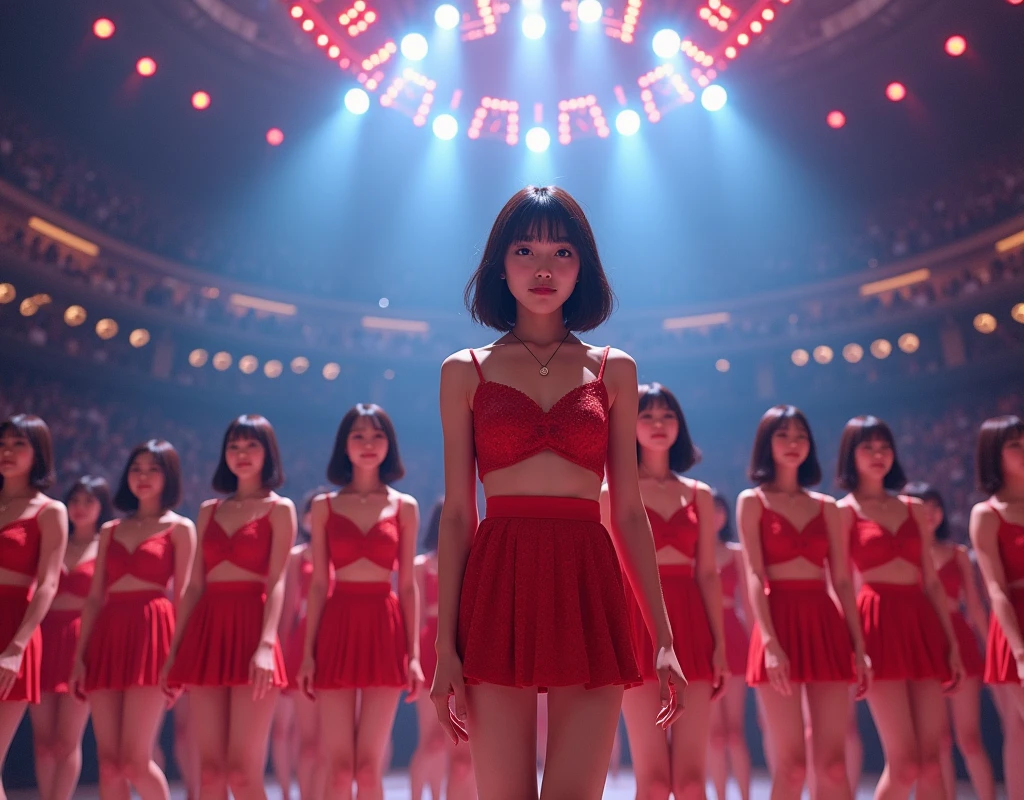 [Japanese Clone girls=Myself], [Perfect Clone girls Raw Photography Art], [16K, Highest quality, Ultra-high resolution], (((Unrealistic, Unprecedented sight, hyperdimensional space, A sight beyond imagination, (((A world of mass proliferation of myselves, Ultra-realistic)))))), (Japanese, woman, 22-year-old, Saito-Asuka), ((Small face, Brown and black hair, Short Hair)), ((Very beautiful detailed girls, Accurate body structure, Very detailed and perfect super busty body)), ((amazing super big tits, Large, swelling breasts)), (Dark Eyes, Mature face, Cute Smile, A gentle gaze), (Happy laughter), [[(((((Very detailed, 1girl-1,000,000,000,000,000,000,000,000,000,000,000,000,000cloning girls))))), (((((Extremely detailed and precise depiction of the double, Perfectly the same girl, The exact same smile, Perfect same hair, Perfect same clothes, Exactly the same height, Perfect same super busty))))), (((((Myself only))))), (((Very detailed, on stage, Idol Group, Nogizaka46's stage costumes, 30,000Myself))), (((Very detailed, Audience seats, camisole, 150,000,000Myself)))]], (((Perfect description, Smiling face, hug, wave hands, Matching poses, Matching dance))), (((Very detailed, Super crowded in a different dimension, Abnormal crowding, Super crowded))), (Large Concert Hall, Front bright light, Illuminated by spotlights, Live Stage Lighting), (((Wide field of view, Very detailed, Detailed ultra-perspective depiction)))), Group idol group photo, Anywhere Angle