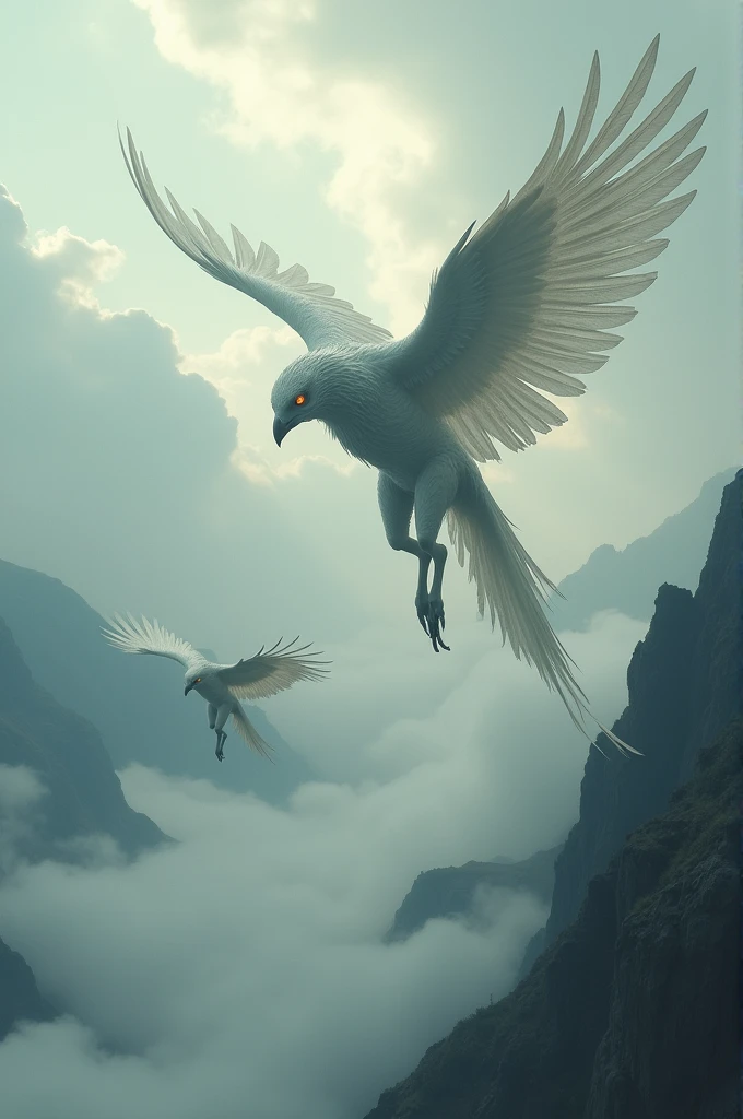 Birdmen bathed in grea