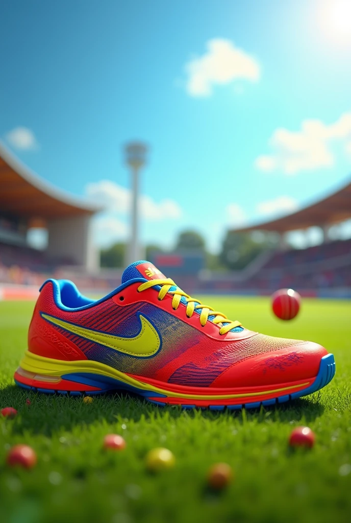 Cricket shoes model design red yellow blue