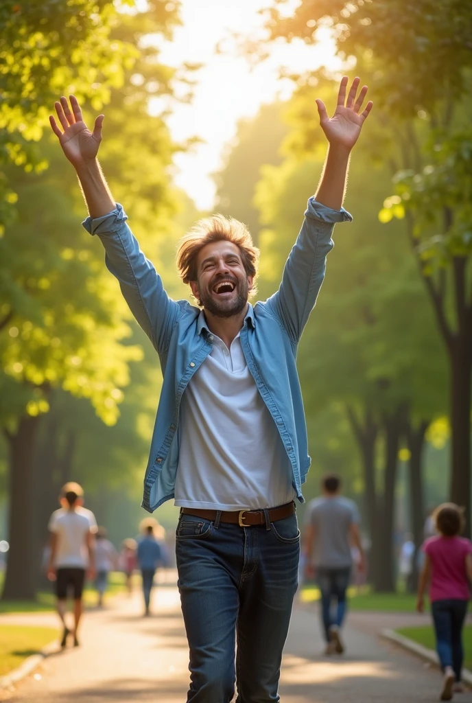 A man rejoicing after his debt is cleared