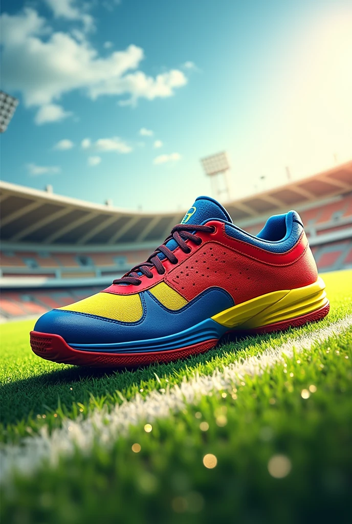 Cricket shoes model design red yellow blue