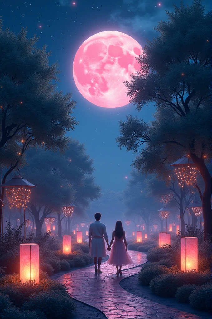 Everything passed like a dream. The pink moon above the lanterns.
