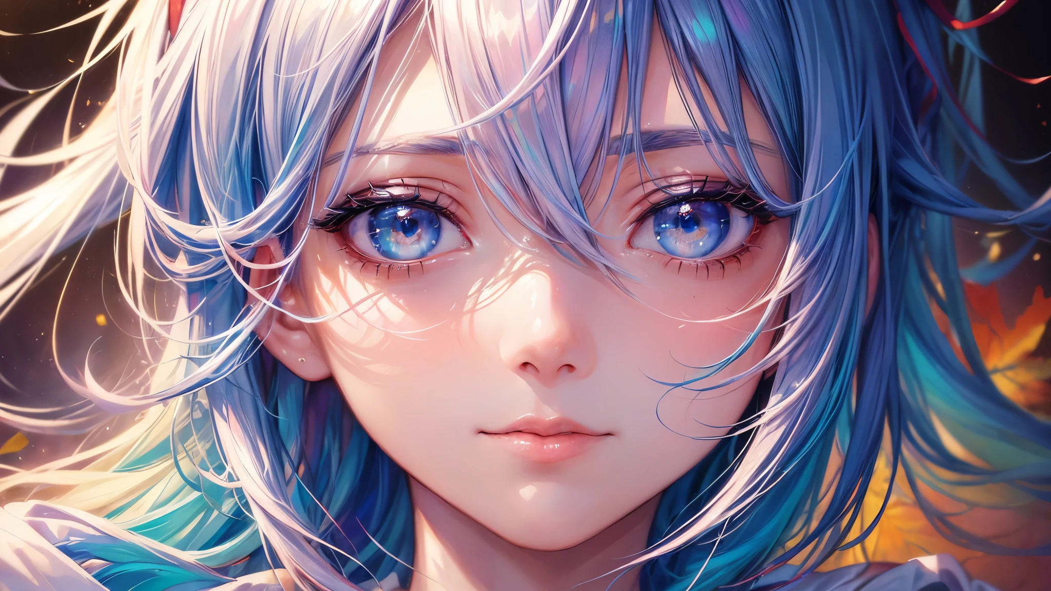 (8K, Best Quality, masutepiece:1.2),(Best Quality:1.0), (超A high resolution:1.0), (((eyes close up))),watercolor paiting, Beautuful Women, Shoulder, Hair ribbons, agnes cecile, Half Body Portrait, extremely luminous bright design, Pastel colors, (inky:1.3), autumn lights, expressive eyes, shining brightly eyes