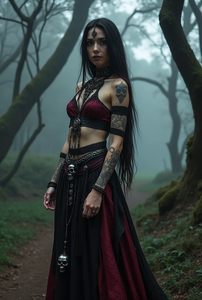 A tribal outfit with a goth theme